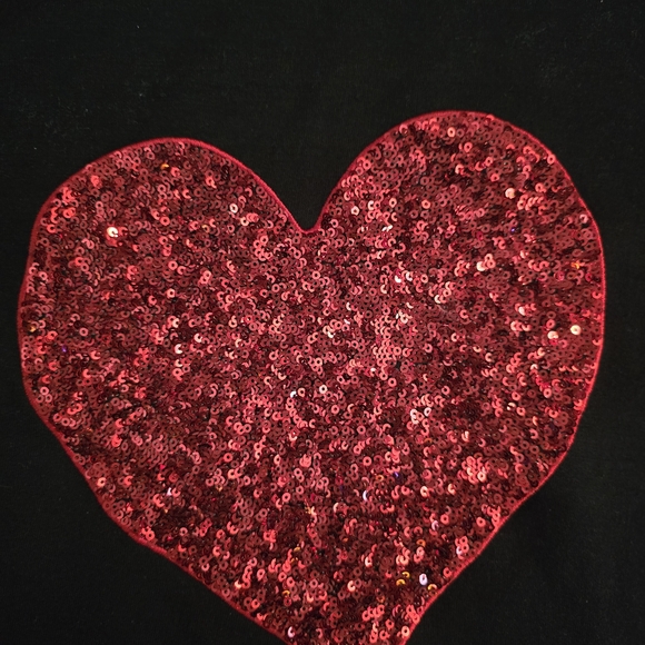 Philosophy Womens Black Lightweight Sweatshirt Top Glitter Red Heart Size Sm - Picture 4 of 5
